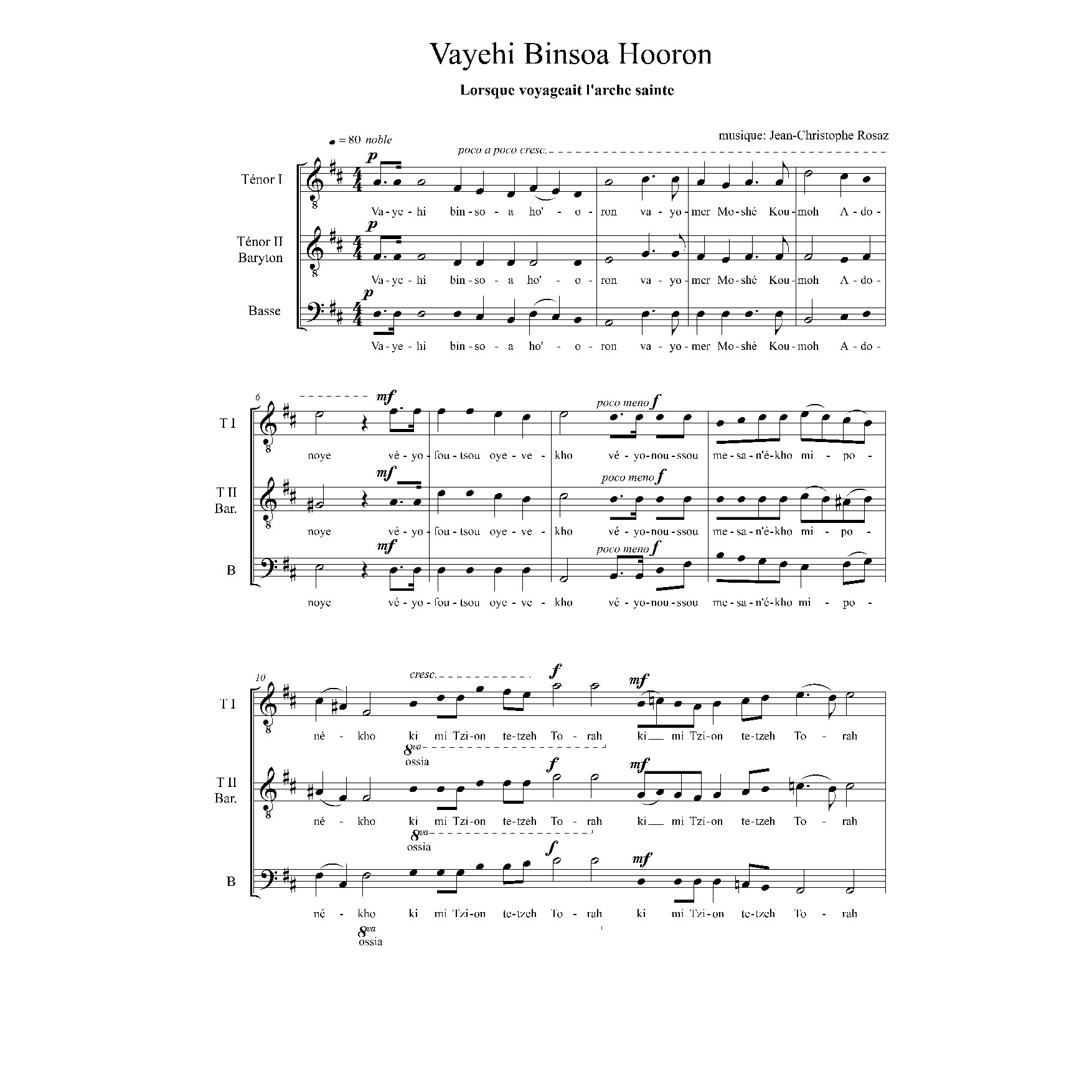 Vayehi binsoa - men voices a cappella